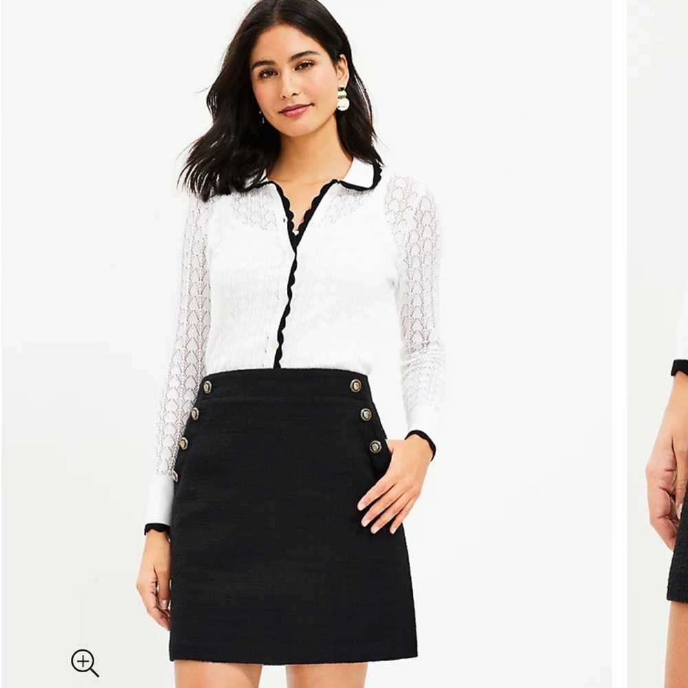 Loft Black Sailor Skirt w/ 4-Flat Gold Buttons